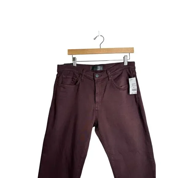 J Brand Kane Straight Fit Jean French Terry Burgundy Size 34 NWTs - Picture 3 of 13